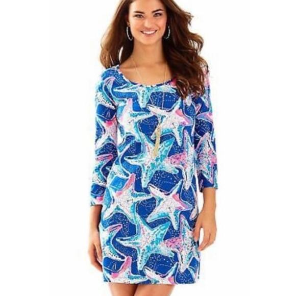 Lilly Pulitzer Women's 100% Cotton Pink Blue Starfish Mini Dress Size S Resort - Picture 1 of 7